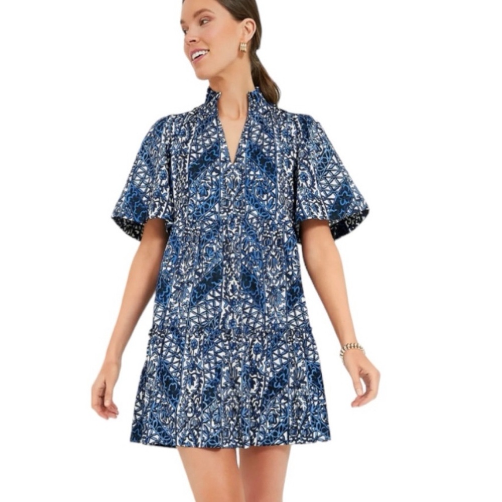 Tuckernuck Blue and White Crawford Mini Dress